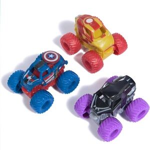 Marvel Hero Monster Truck Trio - Yellow, Blue, Purple